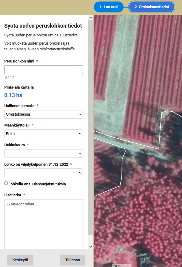 Kuvankaappaus Vipu-palvelun kartalta