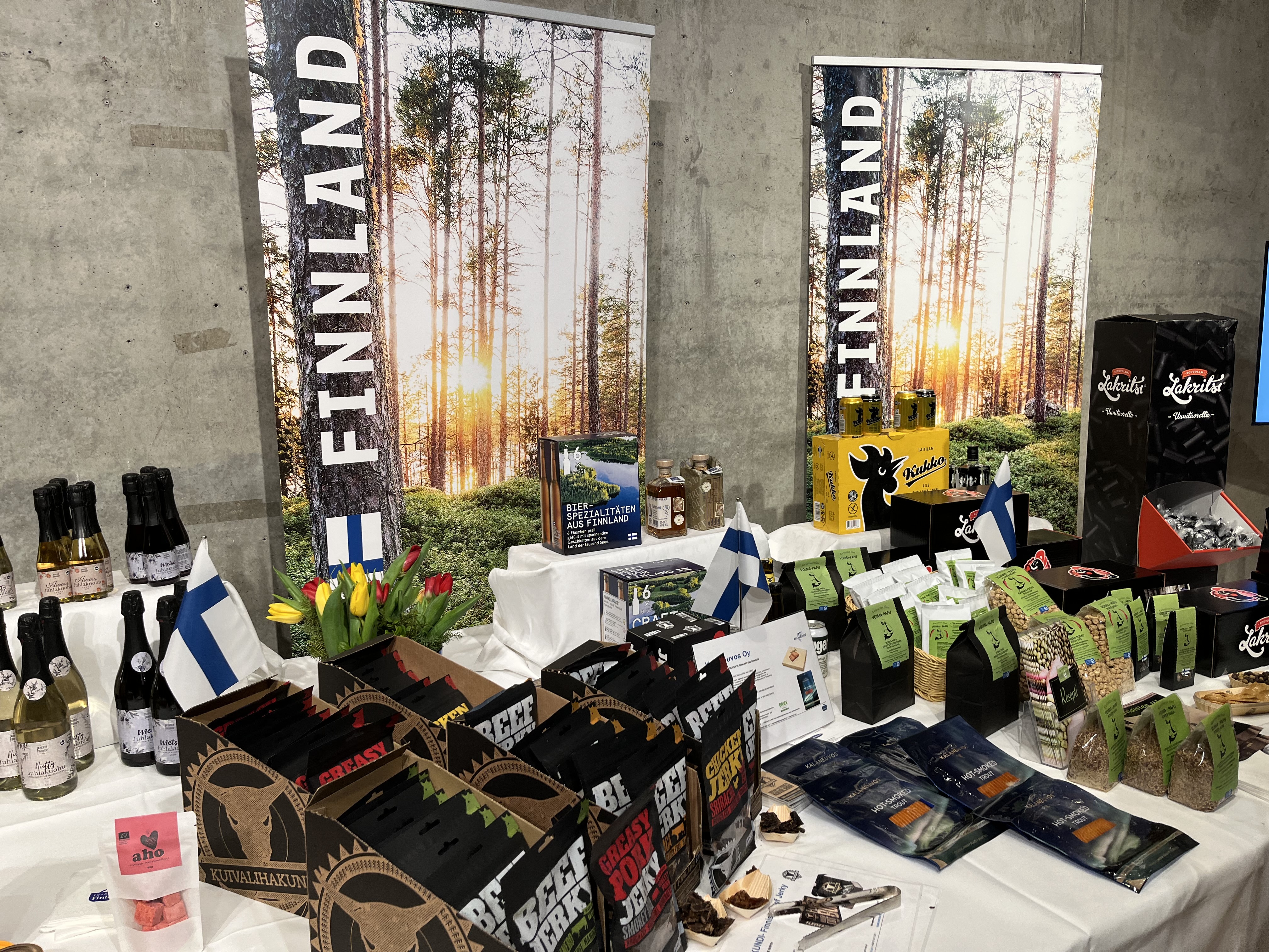 Suomen osasto Gr&uuml;ne Woche messuilla Berliiniss&auml; tammikuussa 2023.