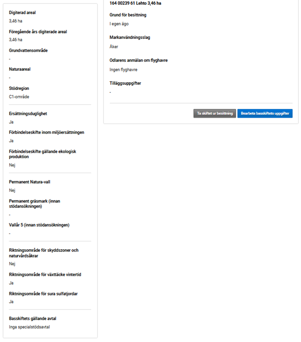 Skärmdump av Vipu-tjänsten från sidan Basskiftats uppgiftet