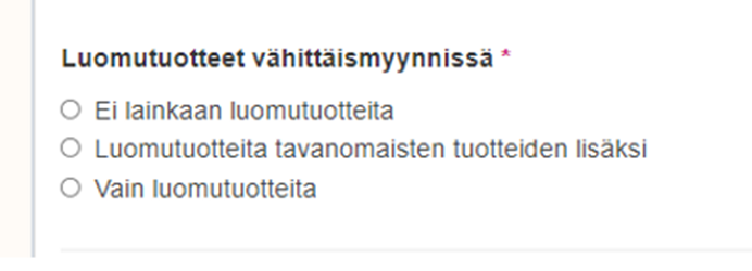 luomutuotteet v&auml;hitt&auml;ismyynniss&auml;.