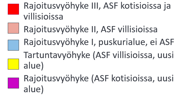 Edell&auml; olevan karttakuvn rajoitusvy&ouml;hykkeiden v&auml;rien selitykset.