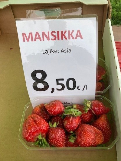 Jordgubbar till salu, sorten &auml;r Asia.