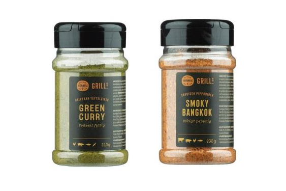 Herkku Grills -tuotesarjan mausteet.