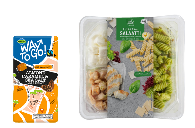 Lidlin suklaa ja kanasalaatti.