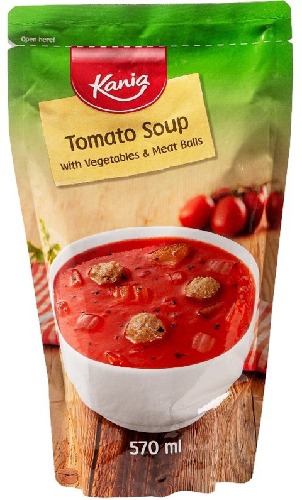 Kania tomaattikeitto kasviksilla ja lihapullilla, 570 ml.