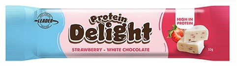 Leader Protein Delight Strawberry &ndash; White Chocolate 32g proteiinipatukka.