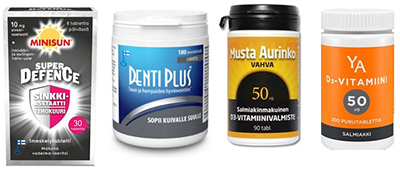 Nelj&auml; tuotetta jotka sis&auml;lt&auml;v&auml;t matriinia.