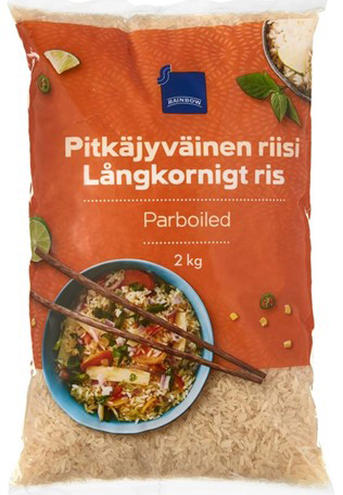 Rainbow Pitk&auml;jyv&auml;inen riisi 2 kg pakkaus.