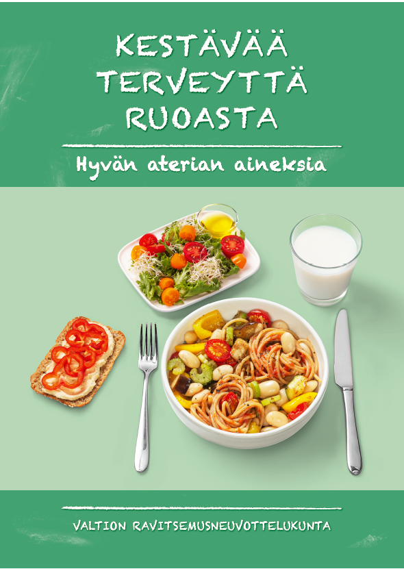Lautasmalli papucaponata-annoksesta. Annokseen kuuluu lasi rasvatonta maitoa tai piim&auml;&auml;, t&auml;ysjyv&auml;leip&auml; kasvirasvalevitteell&auml; sek&auml; marjaj&auml;lkiruoka.