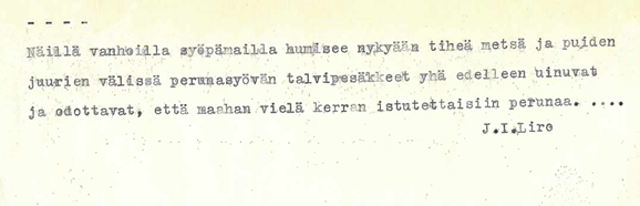 J I Liron mietelm&auml;.