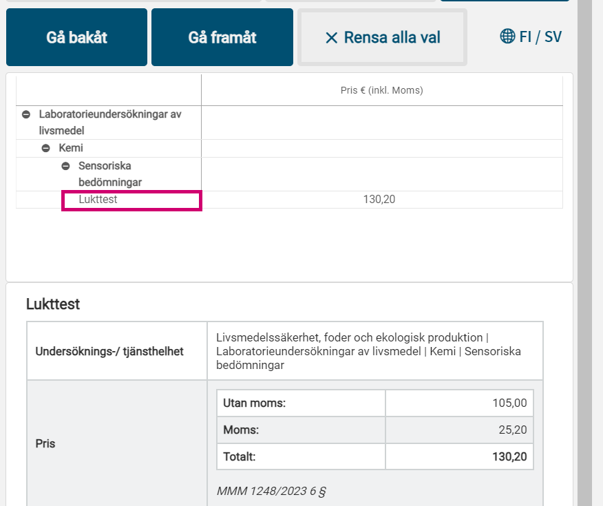 Mer information om prislistan.