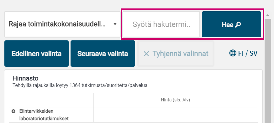 Sy&ouml;t&auml; hakutermi.