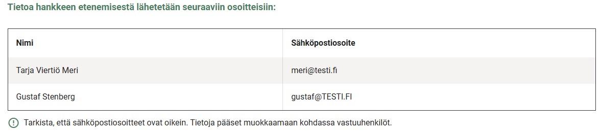 tietoa hankkeesta lähetetään