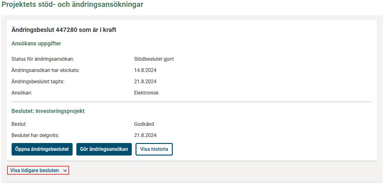 Projektets st&ouml;d- och &auml;ndringsans&ouml;kningar