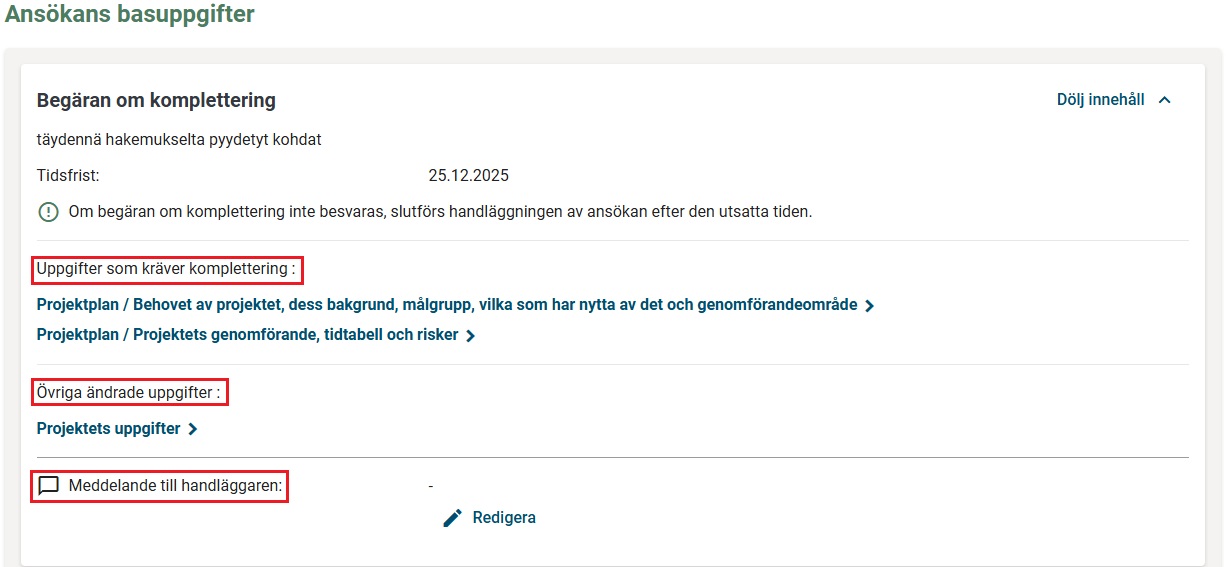 Beg&aring;ran om komplettering