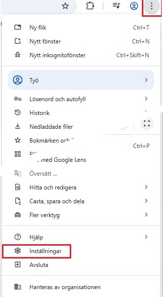 Chrome inst&auml;llningar
