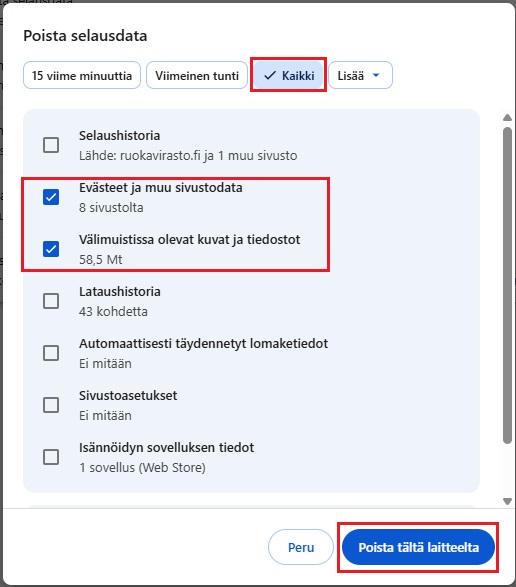 Chrome poista t&auml;lt&auml; laitteelta