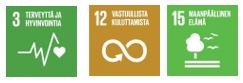 Tavoite 3: Terveyttä ja hyvinvointia,Tavoite 12: Vastuullista kuluttamista, Tavoite 15: Maanpäällinen elämä.