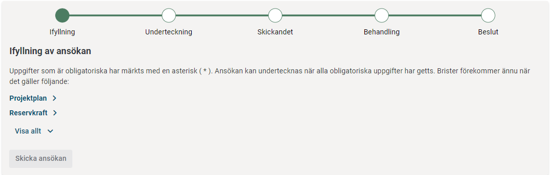 Ifyllning av ans&ouml;kan