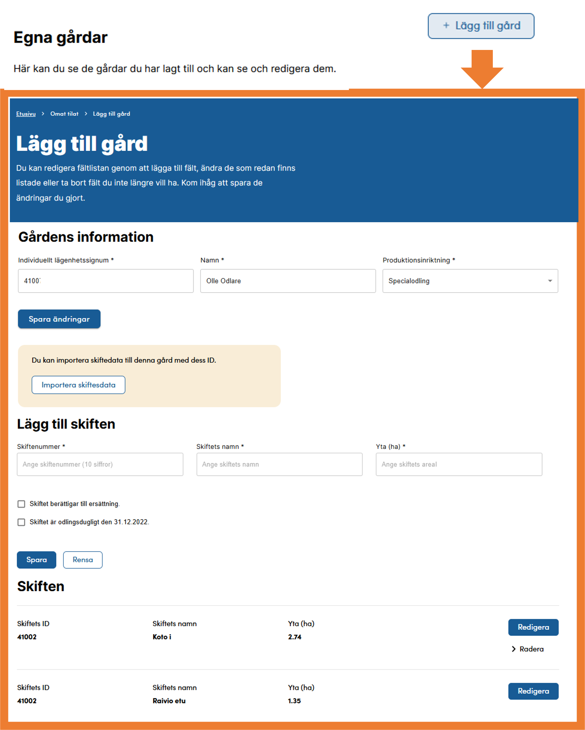 Sk&auml;rmbild fr&aring;n delen L&auml;gg till g&aring;rd