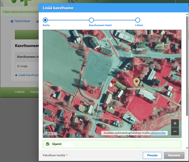 Kuvankaappaus Vipu-palvelusta. Lis&auml;&auml; kasvihuone