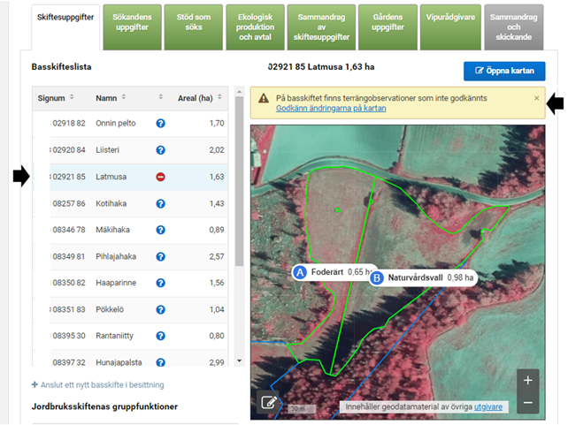 Skärmdump från Viputjänsten Skiftesuppgifter