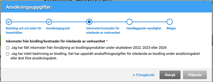 Sk&auml;rmdump fr&aring;n Viputj&auml;nsten Inkomster/kostnader f&ouml;r inledande av verksamhet.