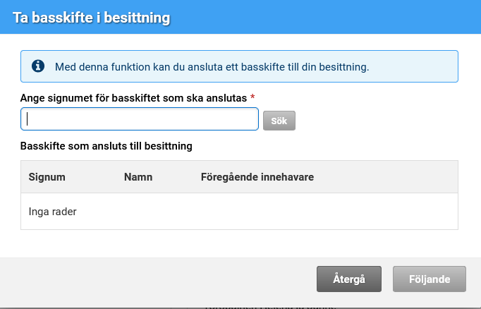 Sk&auml;rmfump fr&aring;n Viputj&auml;nsten, ta basskifte i besittning