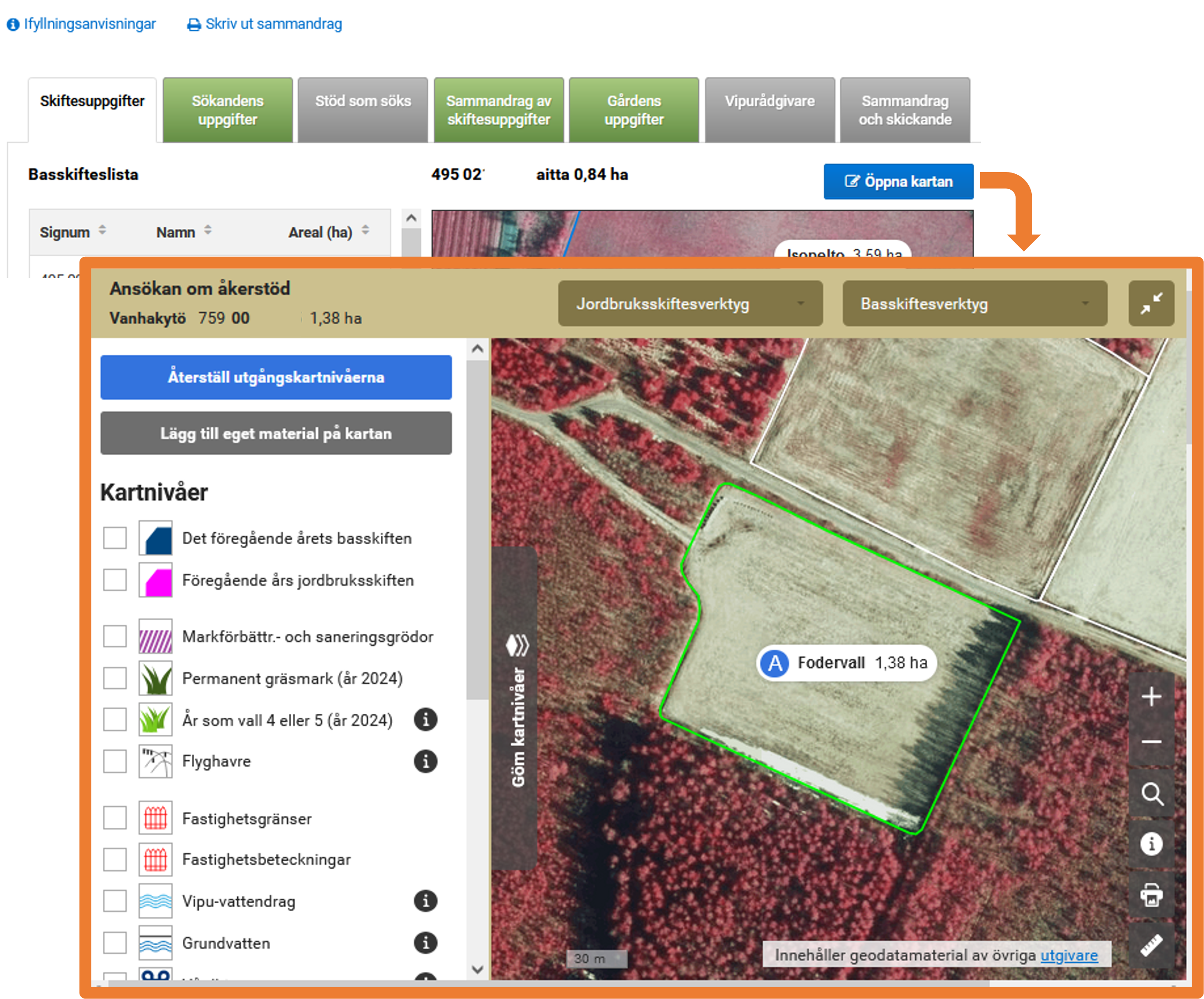 Sk&auml;rmdump fr&aring;n Vipu-tj&auml;nstens karta.