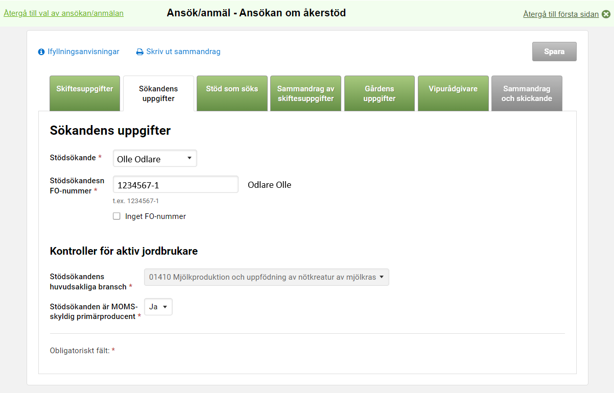 Sk&auml;rmdump ur Viputj&auml;nsten, s&ouml;kandens uppgifter