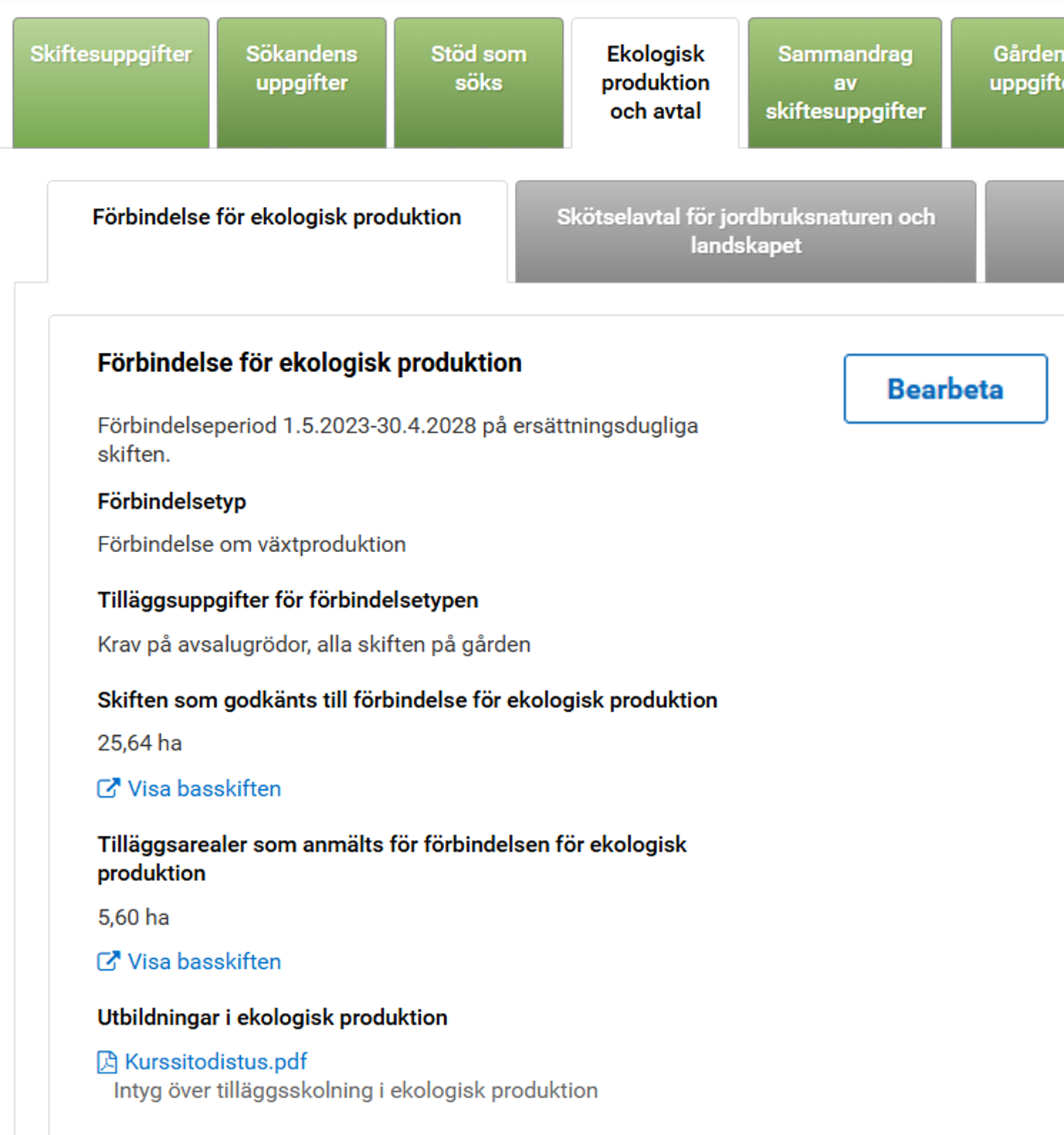 Sk&auml;rmdump fr&aring;n Viputj&auml;nsten sammandrag f&ouml;r ekologisk produktion