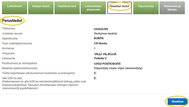 Kuvakaappaus vipusta, maatilan tiedot -v&auml;lilehti