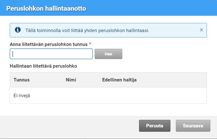 Peruslohkon hallintaotto