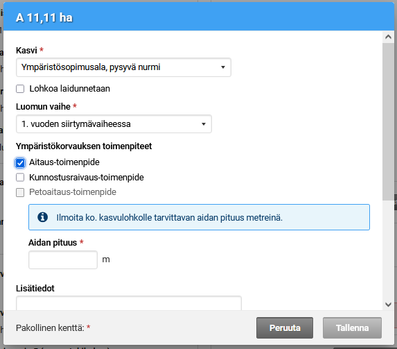Kuvakaappaus Vipusta, Ymp&auml;rist&ouml;korvauksen aitaus toimenpiteest&auml;.