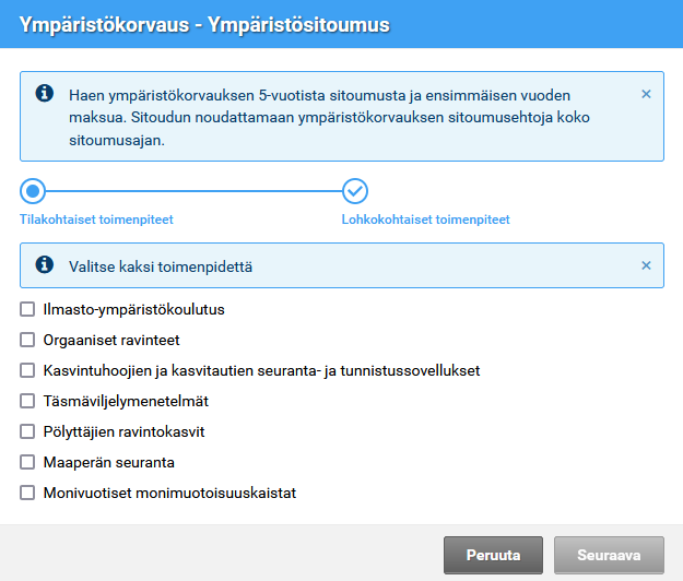 Kuvakaappaus Vipusta Tilakohtaisten toimenpiteiden valinta