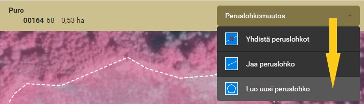 Kuvankaappaus Vipusta. Valitse ty&ouml;kalu Luo uusi peruslohko