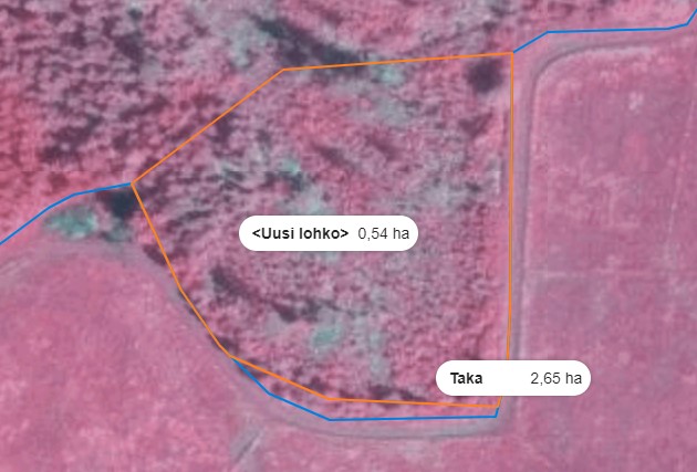 Kuvankaappaus Vipusta. Piirr&auml; uusi peruslohko kartalle