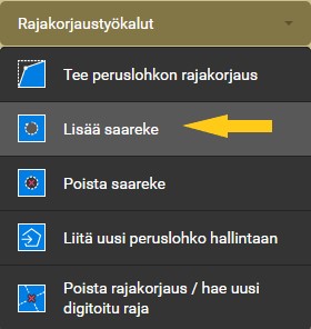 Kuvankaappaus Vipusta. Valitse lis&auml;&auml; saareke -ty&ouml;kalu