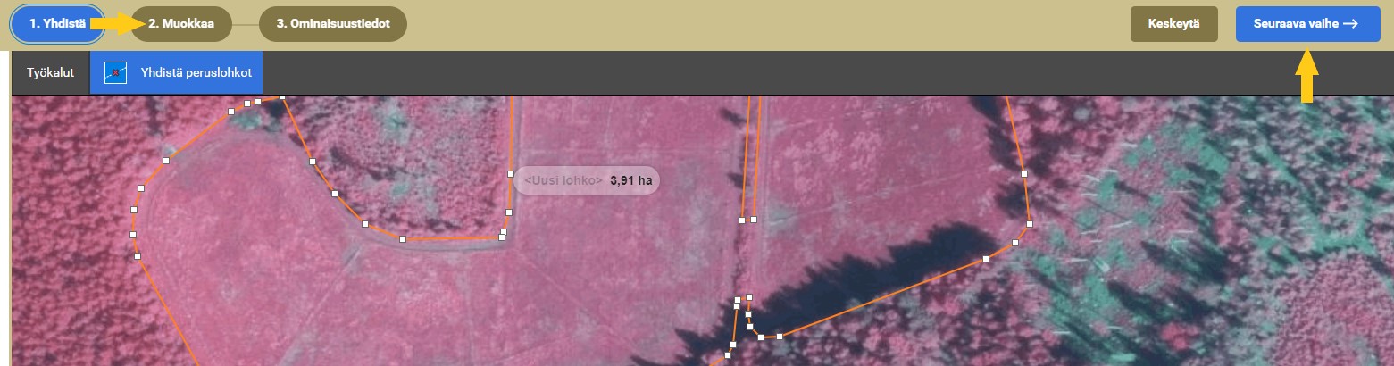 Kuvankaappaus Vipusta. Yhdist&auml;misen j&auml;lkeen siirry seuraavaan vaiheeseen