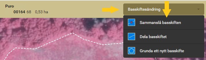 Sk&auml;rmdump fr&aring;n Viputj&auml;nsten: V&auml;lj verktyget Basskiftes&auml;ndring ur menyn f&ouml;r Basskiftes&auml;ndringar.