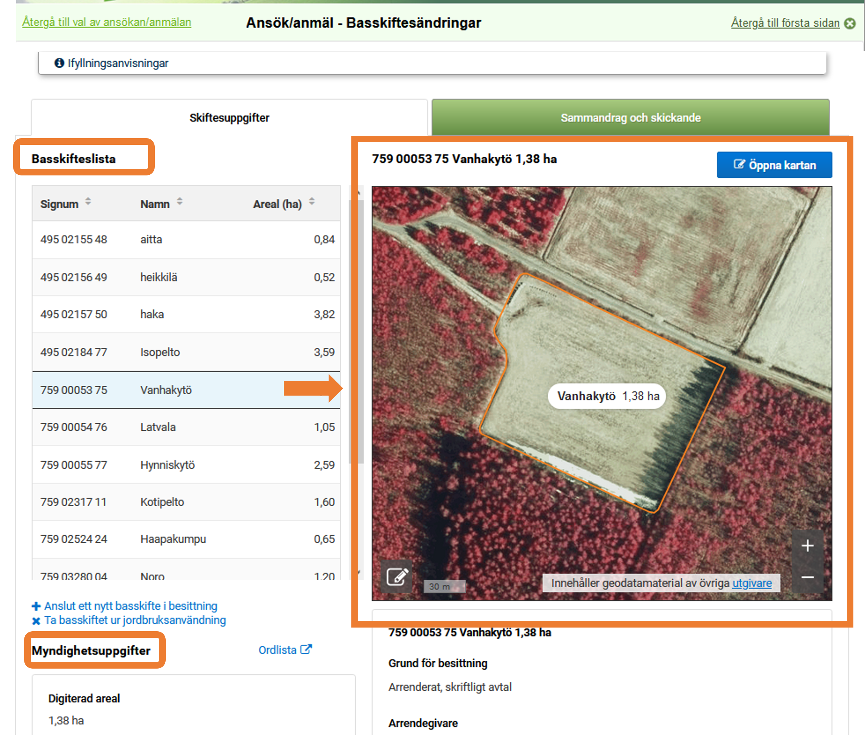 Sk&auml;rmdump fr&aring;n Viputj&auml;nsten; Sidan f&ouml;r uppg&ouml;rande av basskiftes&auml;ndringar.