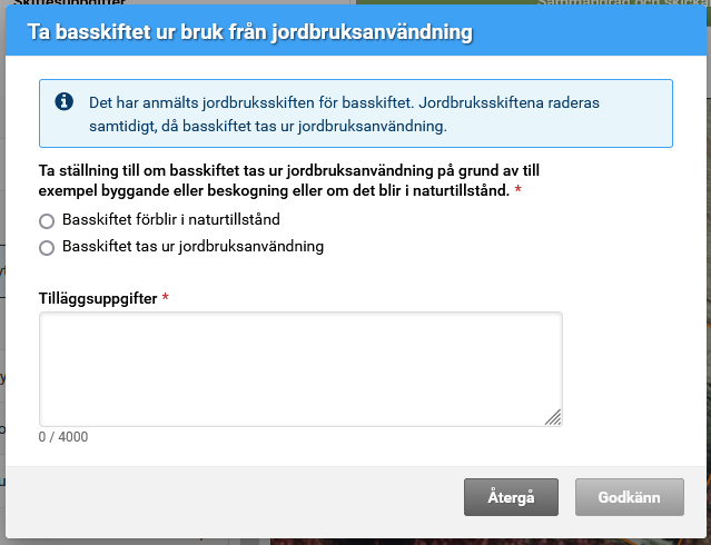 Sk&auml;rmdump fr&aring;n Viputj&auml;nsten: Uppge orsak till att skiftet tas ur jordbruksanv&auml;ndning.