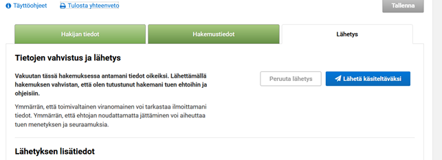 Kuvakaappaus Vipu-palvelusta, l&auml;hetys-v&auml;lilehti