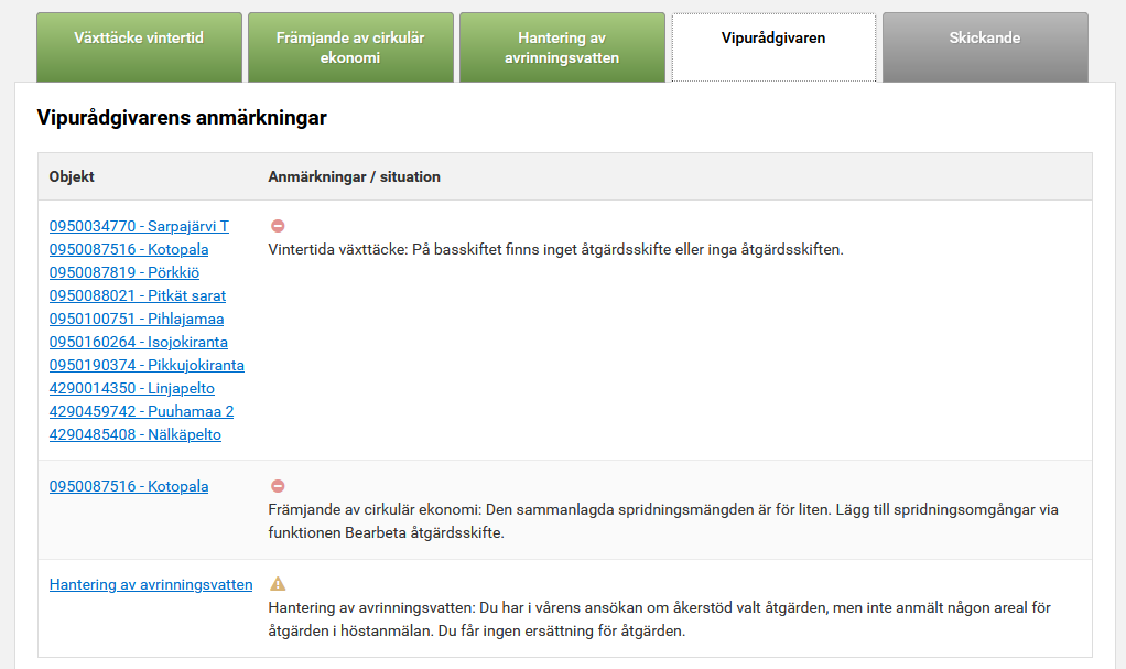 Sk&auml;rmdump fr&aring;n Viputj&auml;nsten, Vipur&aring;dgivaren anm&auml;rkningar