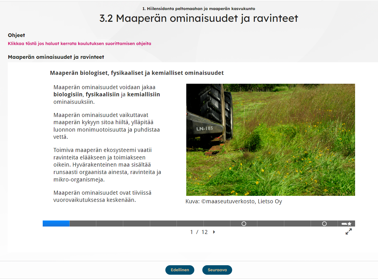 Esimerkki ymp&auml;rist&ouml;sitoumuksen verkkokoulutuksesta. 
